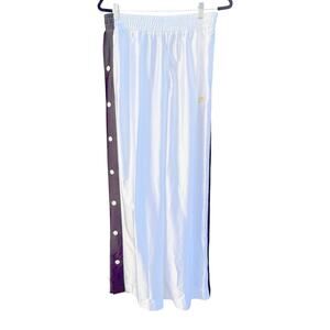 Nike Womens Glam Dunk Snap Button Track Pants L NEW White Black Popper Icon